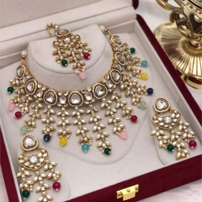 Bollywood Kundan Jhaalar Necklace set - Multi