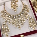 Bollywood Kundan Jhaalar Necklace set - Ivory