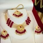 Real Gold Look Premium Designer Choker set Ruby