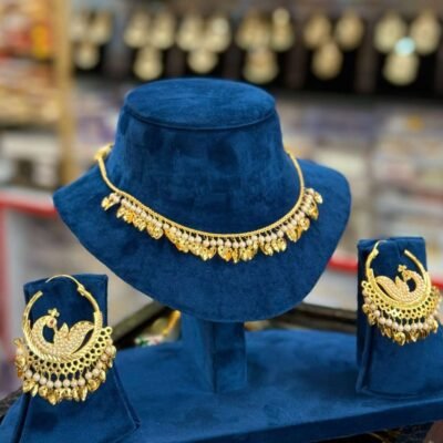 Real Goldlook Pippal Patti Chain set with Morni Baali