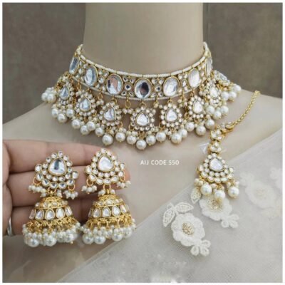Bellamy Kundan Choker set Ivory