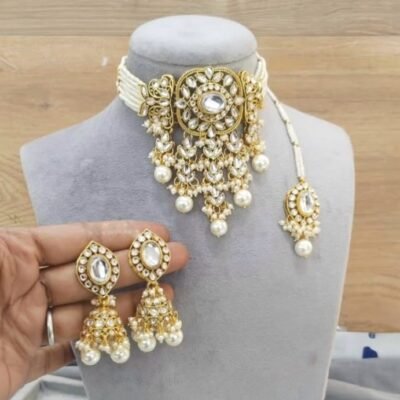 Designer Bollywood Kundan Choker Set Ivory