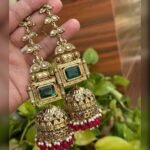Premium Antique Oversized Panna Ruby Jhumka