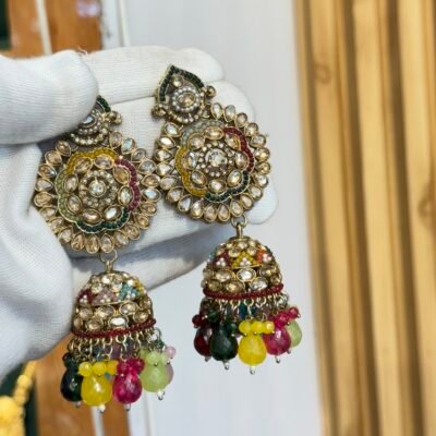 Pakistani Polki Navratna Polki Earings