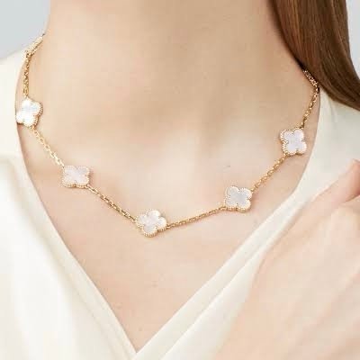 Van Cleef Inspired Chain 5 Motifs White