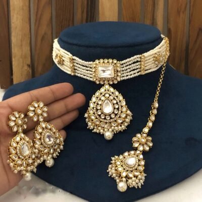 Bollywood Kundan Choker set Ivory