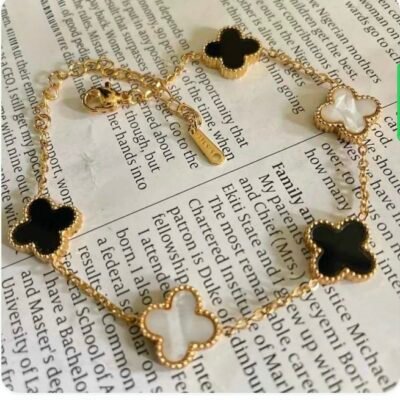 Van Cleef Alhambra Inspired Bracelet White n Black