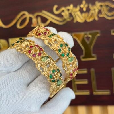 Premium Ruby Panna Brass Bangles