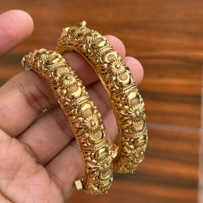Real Goldlook Antique Brass Pipe Bangles