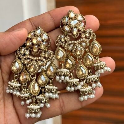 Luxury Polki mini Jhumka Hanging Earings