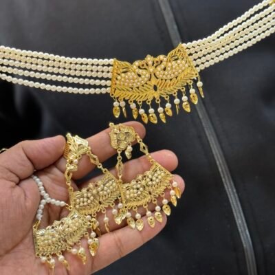 Real Goldlook Pearl Morni Choker set