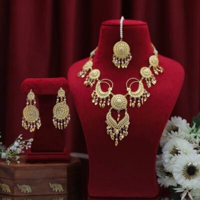 Real Goldlook Pippal Patti Grain Necklace set