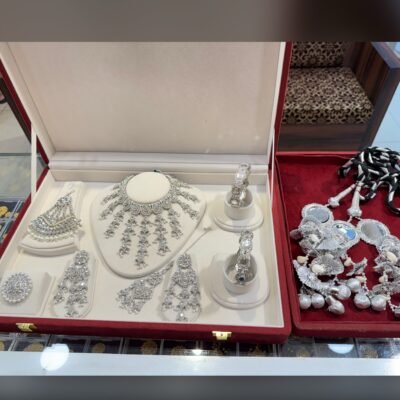 Silver Pakistani Combo set with Parandi