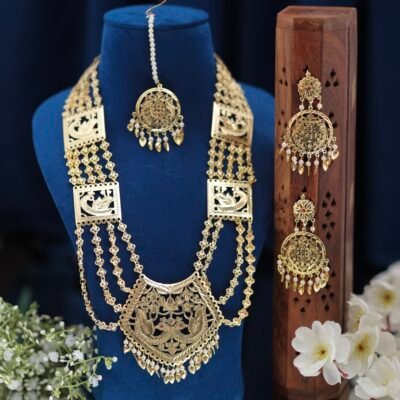 Real Gold Look Pippal Patti Morni Ranihaar set