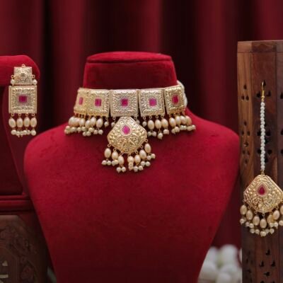 Real Goldlook Most Demanded Choker set Ruby Gold