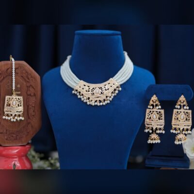 Real Goldlook Most Famous Jadau Choker set Pearl