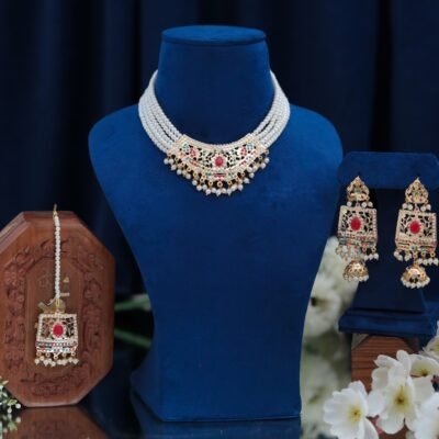 Real Goldlook Most Famous Jadau Choker set Navratna