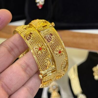 Real Goldlook Turkish Gold Bangles Ruby