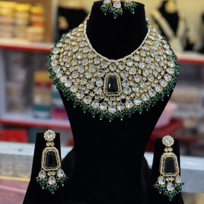 Premium Bollywood Kundan Necklace set Emerald