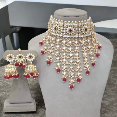 Premium Kundan Jhaalar set Ruby Mehroon
