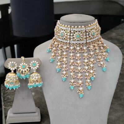 Premium Kundan Jhaalar set Feroza