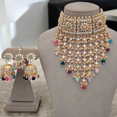 Premium Kundan Jhaalar set Multi