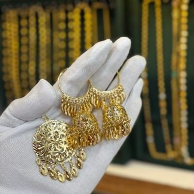 Real Gold Look Baali Jhumka and Tikka
