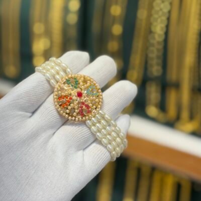 Real Gold Look Mini Jadau Baahi Navratna