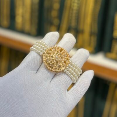 Real Gold Look Mini Jadau Baahi Pearl