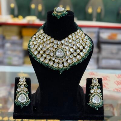 Premium Uncut Kundan Bollywood Set Emerald