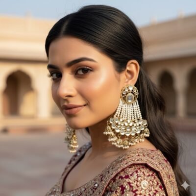 Antique Kundan Passa Shaped Designer Mini Jhumka Jaal Earings