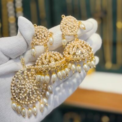 Premium Jadau Jhumka Tikka Pearl