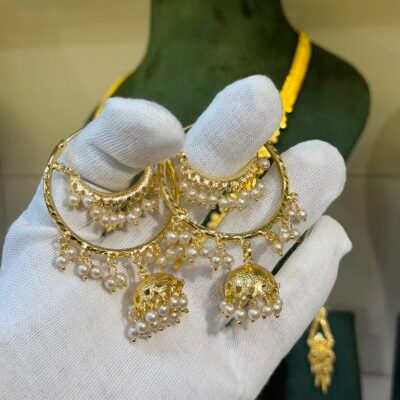 Real Gold Look Double Layer Pearl Bali Jhumka