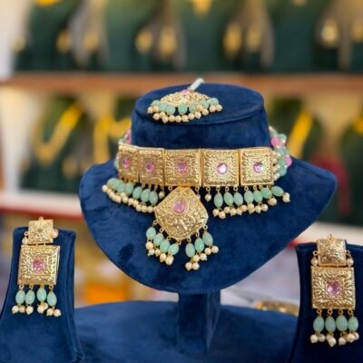 Real Gold Look Most Trending Pastel Mint Pink set