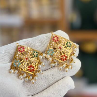 Premium Jadau Tops Square Navratna