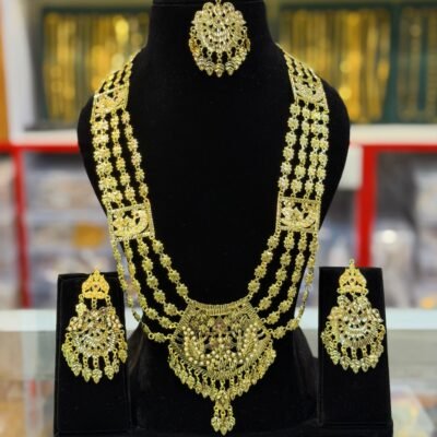 Real Gold Look Leaf Morni Ranihaar set