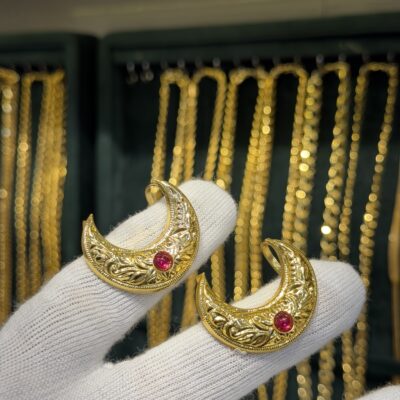 Real Gold Look Moon Ruby Hair Pins