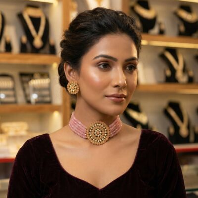 Designer Classy Pebble Pink Choker set