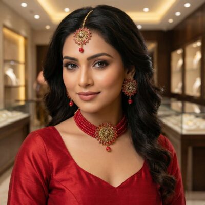 Designer Beeds Choker set Red