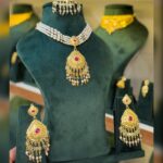 Real Gold Look Light Gold Tone Ruby Necklace set