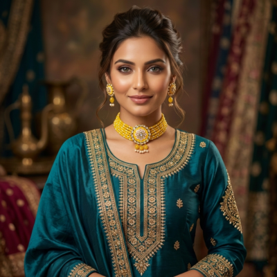 Premium Bollywood Haldi Pila Choker Set