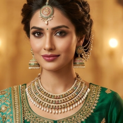 Premium Bollywood Navratan Poki Layered Set