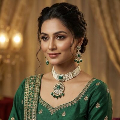 Premium Green Kundan Choker set