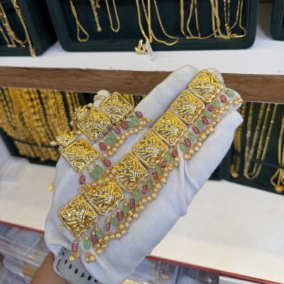 Real Gold Look Grain Choker set Pastel Combo