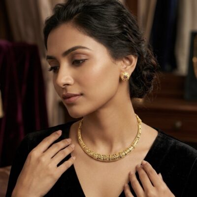 Real Gold Look Meenakari Hasli set