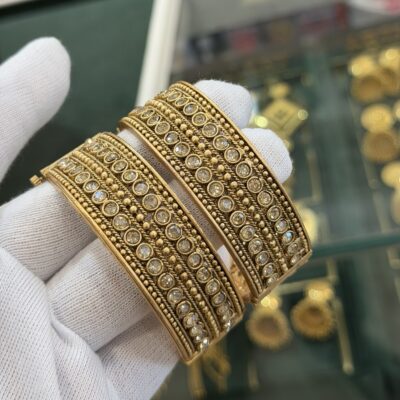 Premium Polki Brass Bangles Antique