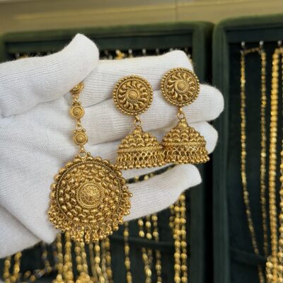 Antique Gold Look Jhumka Tikka