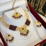 Real Gold Look Ruby Mehroon Necklace set