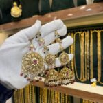 Antique Gold Look Most Famous Jhumka with Sahare And Tikka Ruby Panna