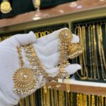 Antique Gold Look Jhumka with Sahare and Tikka